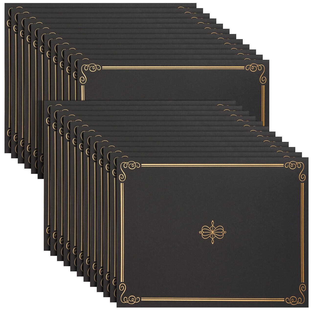 24-Pack Black Certificate Holders with Elegant Gold Foil Design for Letter-Size 8.5 x 11 Documents, Achievements, Certificates, Graduation Diploma Cover (11.2 x 8.8 in)